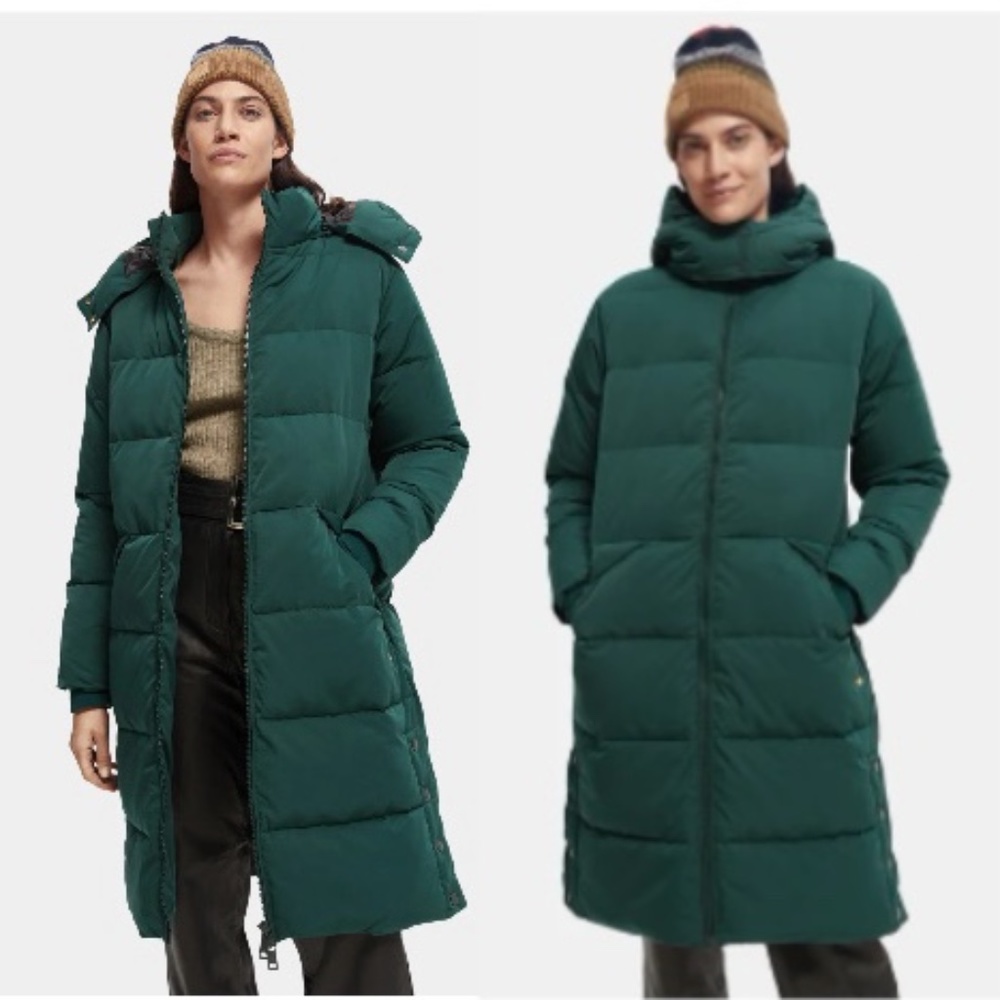 Scotch & Soda Women's Puffer WP Coat Green Longer Coat
